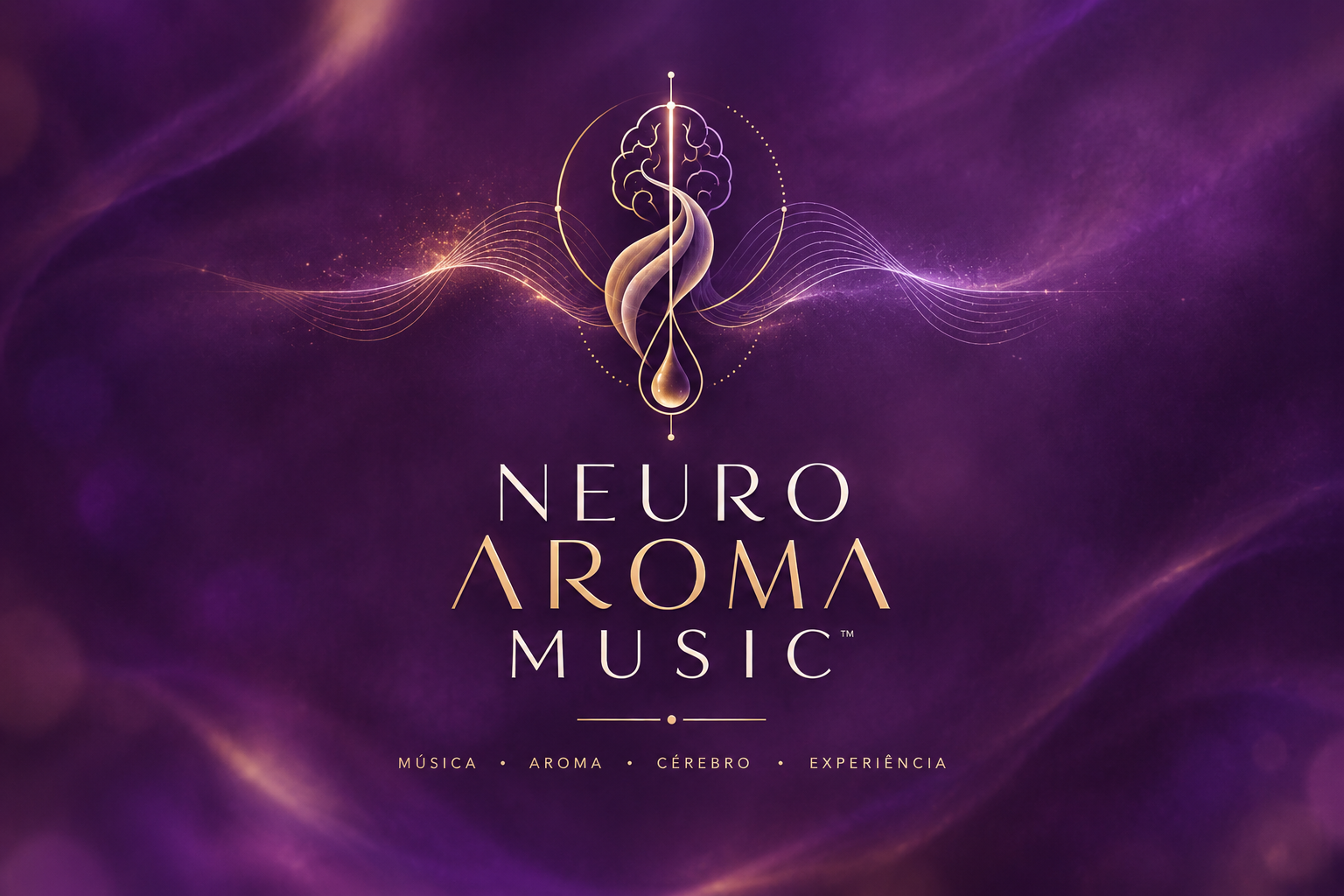 Logo NeuroAromaMusic em roxo e dourado